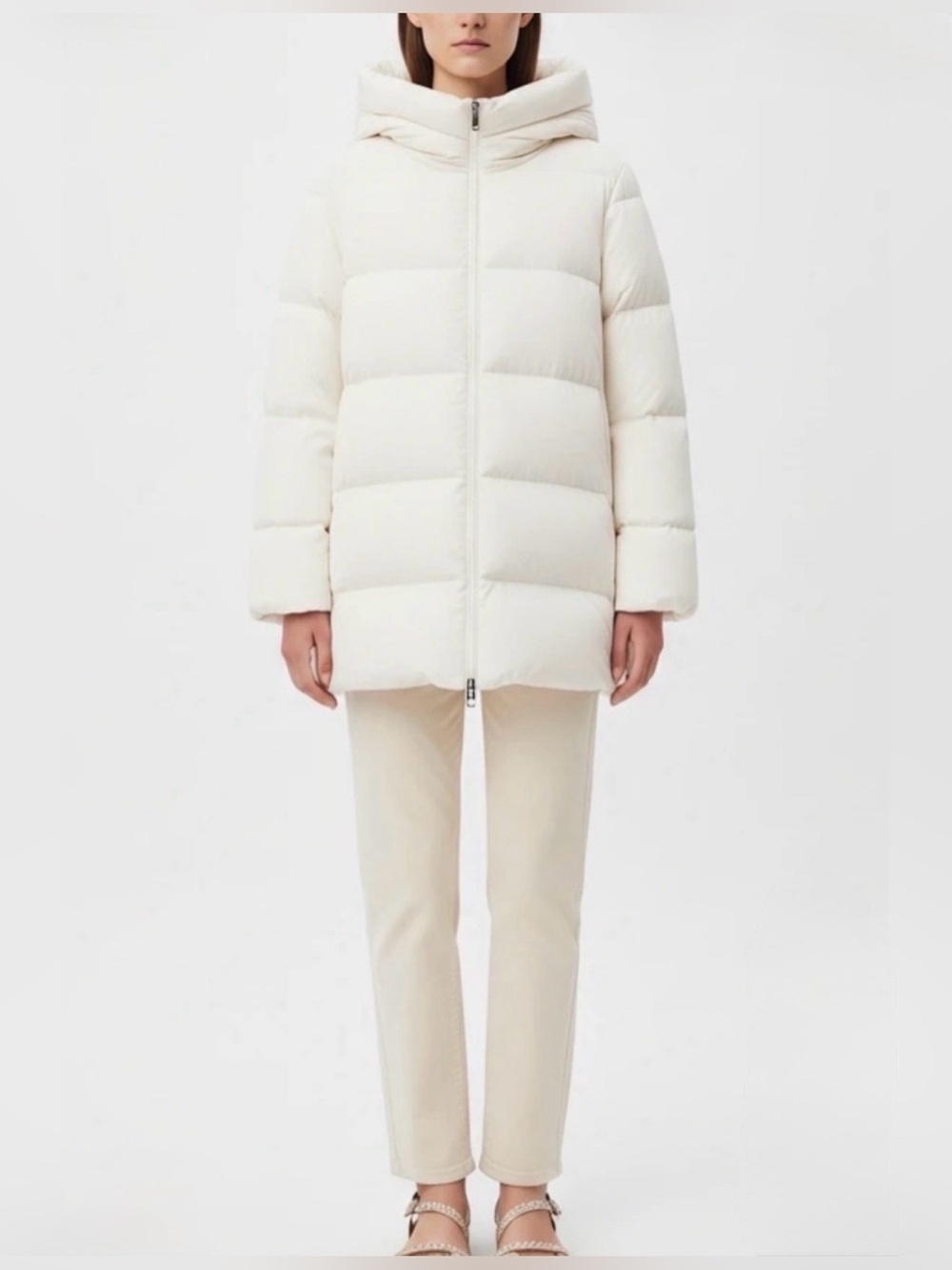 White Hooded Quilted Puffer Coat